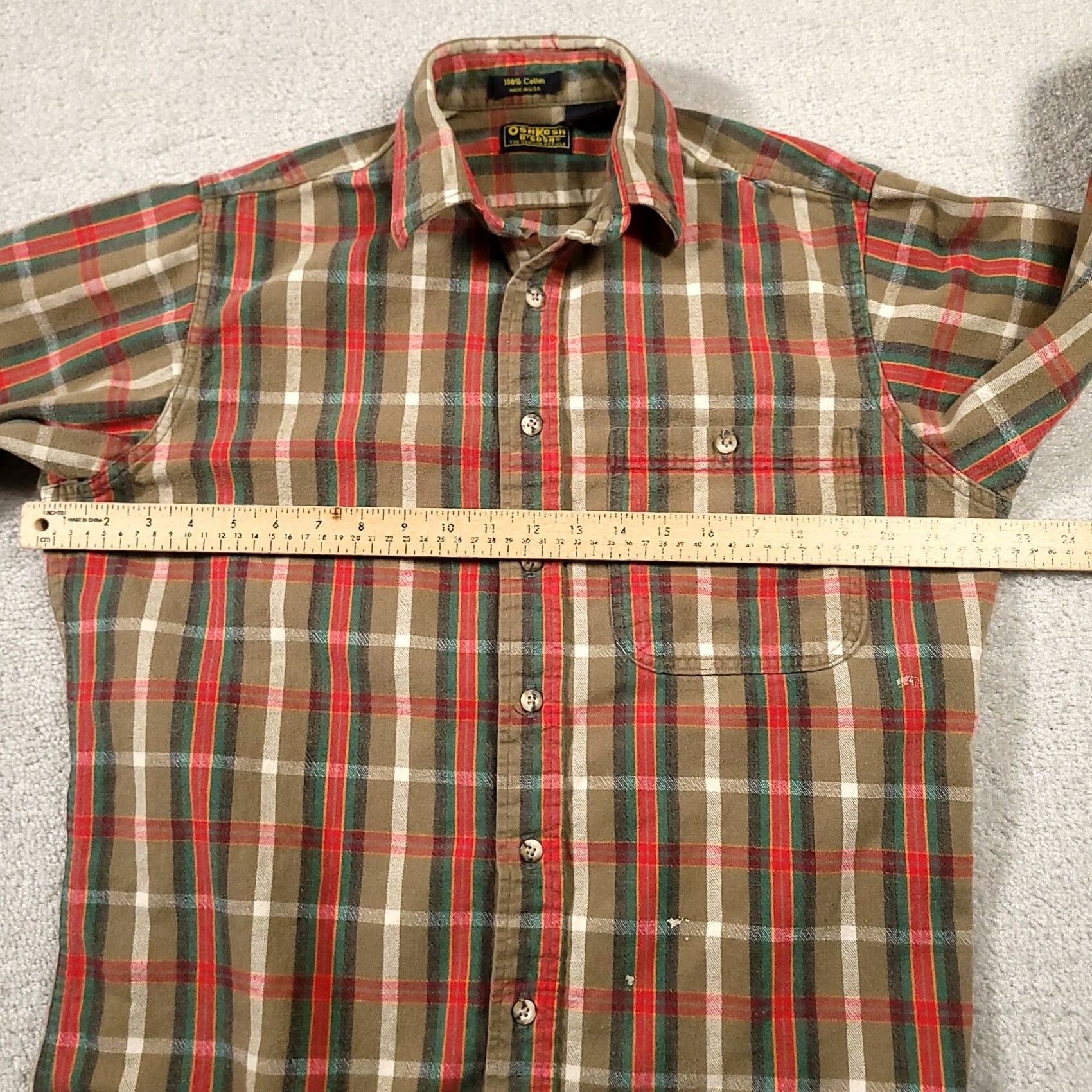 Vintage VINTAGE OshKosh B’Gosh Flannel Shirt Plaid Green Re Mens MT Tall Grunge Size US M / EU 48-50 / 2 - 3 Thumbnail