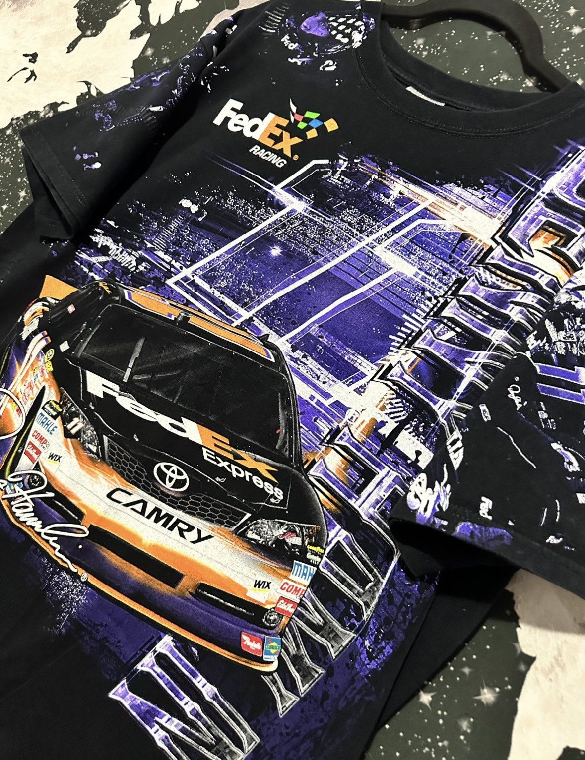 NASCAR NASCAR Denny Hamlin FedEx Race Car Shirt Size US XL / EU 56 / 4 - 2 Thumbnail