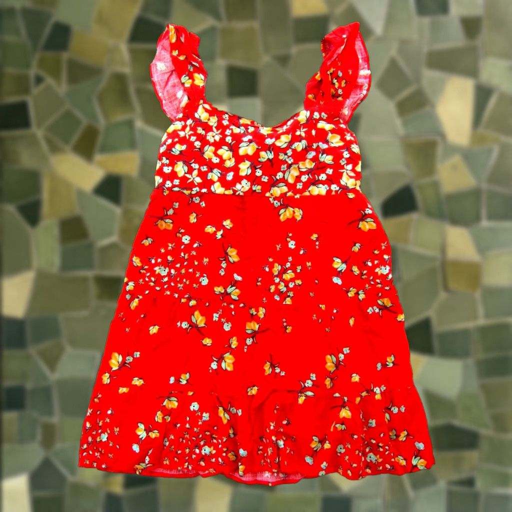 Vintage VINTAGE Lauren Conrad Linen Rayon Red Yellow Green Lemon Floral Tank Sun Dress XL Size XL / US 12-14 / IT 48-50 - 1 Thumbnail