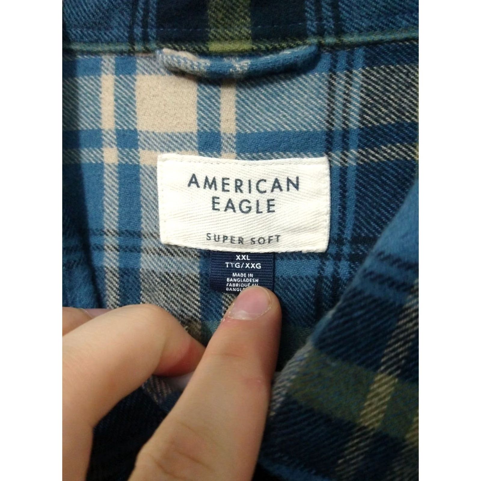 American Eagle Outfitters American Eagle Shirt Mens 2XL Blue Plaid Flannel Button Up Cotton Super Soft Size US XXL / EU 58 / 5 - 7 Thumbnail