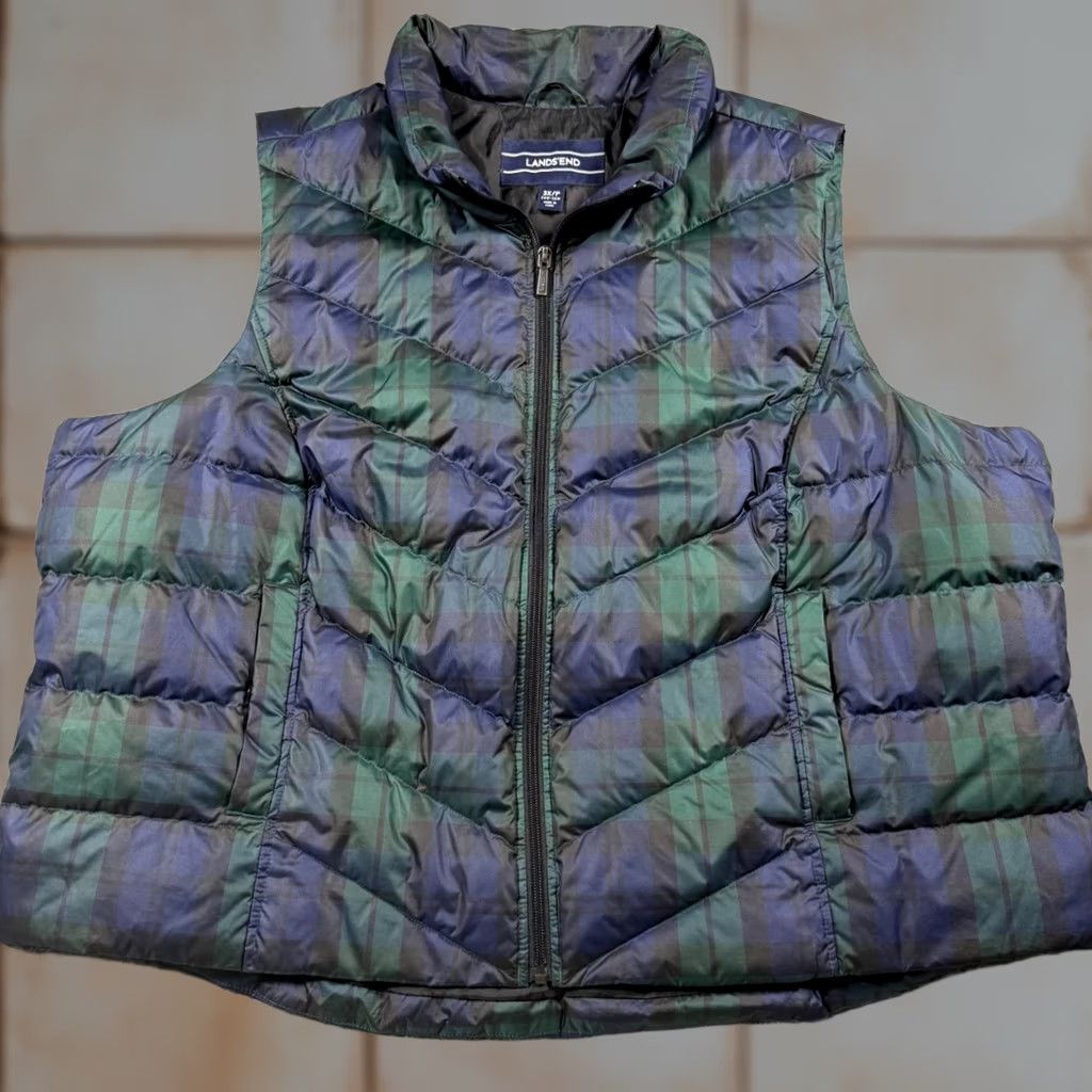 Lands' End Lands End Black Watch Plaid Down Puffer Vest Full Zip Multicolor Size 3XL Size US XXL / EU 58 / 5 - 1 Thumbnail
