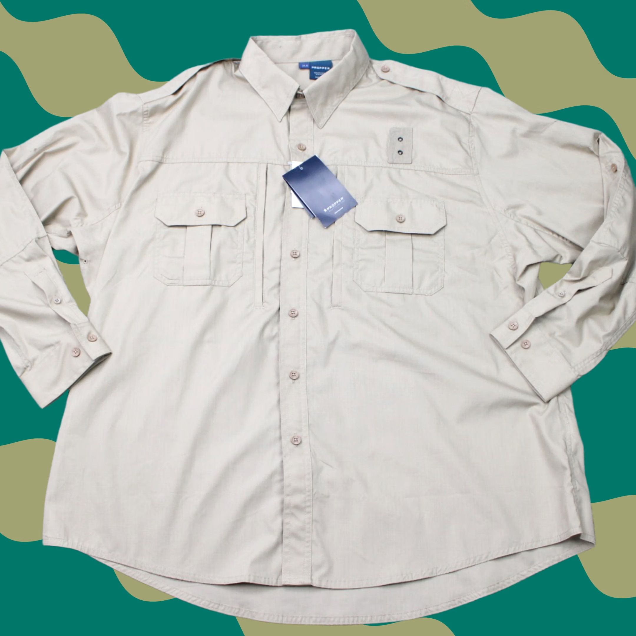 Propper Propper Shirt Mens 2XL Beige Button-Up Long Sleeve Casual Workwear Navy? Size US XXL / EU 58 / 5 - 1 Thumbnail