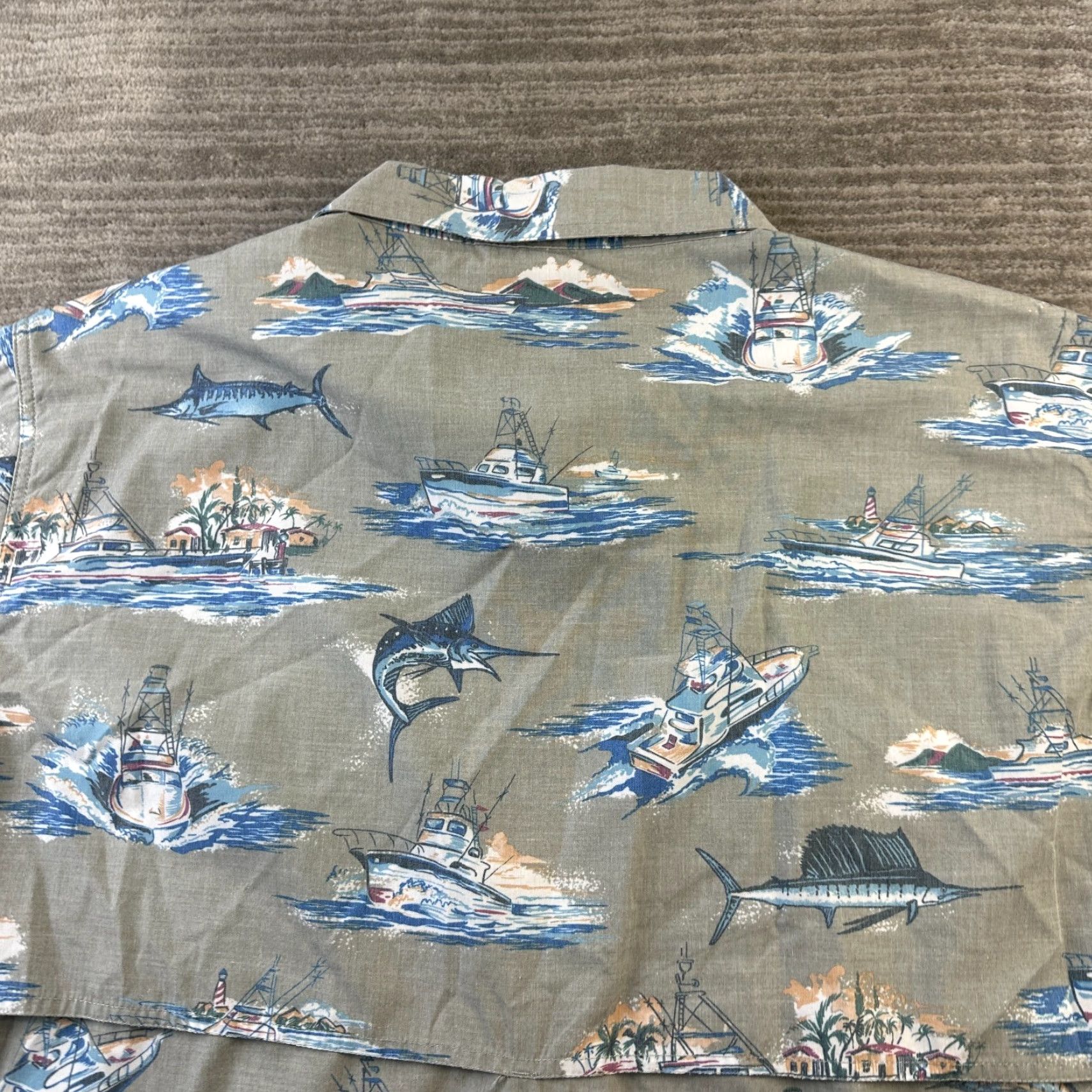 Vintage AFTCO Shirt Mens XL Gray Button-Up Vented Outdoor Breathable Pockets Short Sleeve Cotton Polyester Marlin Fishing Casual Formal Vintage No Size US XL / EU 56 / 4 - 5 Thumbnail