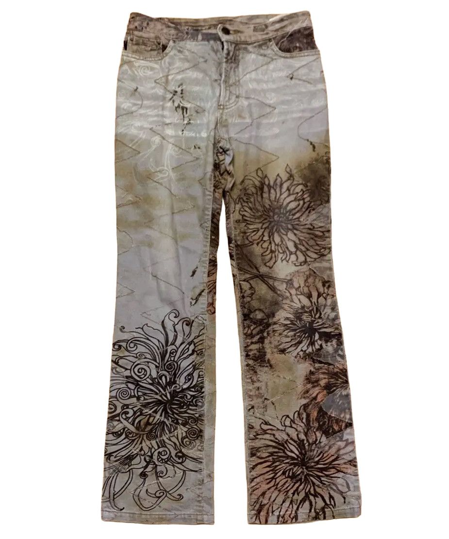Roberto Cavalli Jeans Pants Flower Floral Mesh Vintage