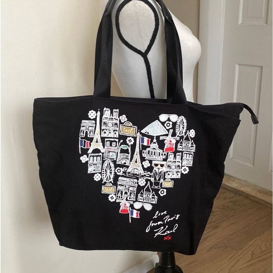 Karl Lagerfeld Karl Lagerfeld Paris Double Strap Canvas Tote Bag Size ONE SIZE - 1 Thumbnail