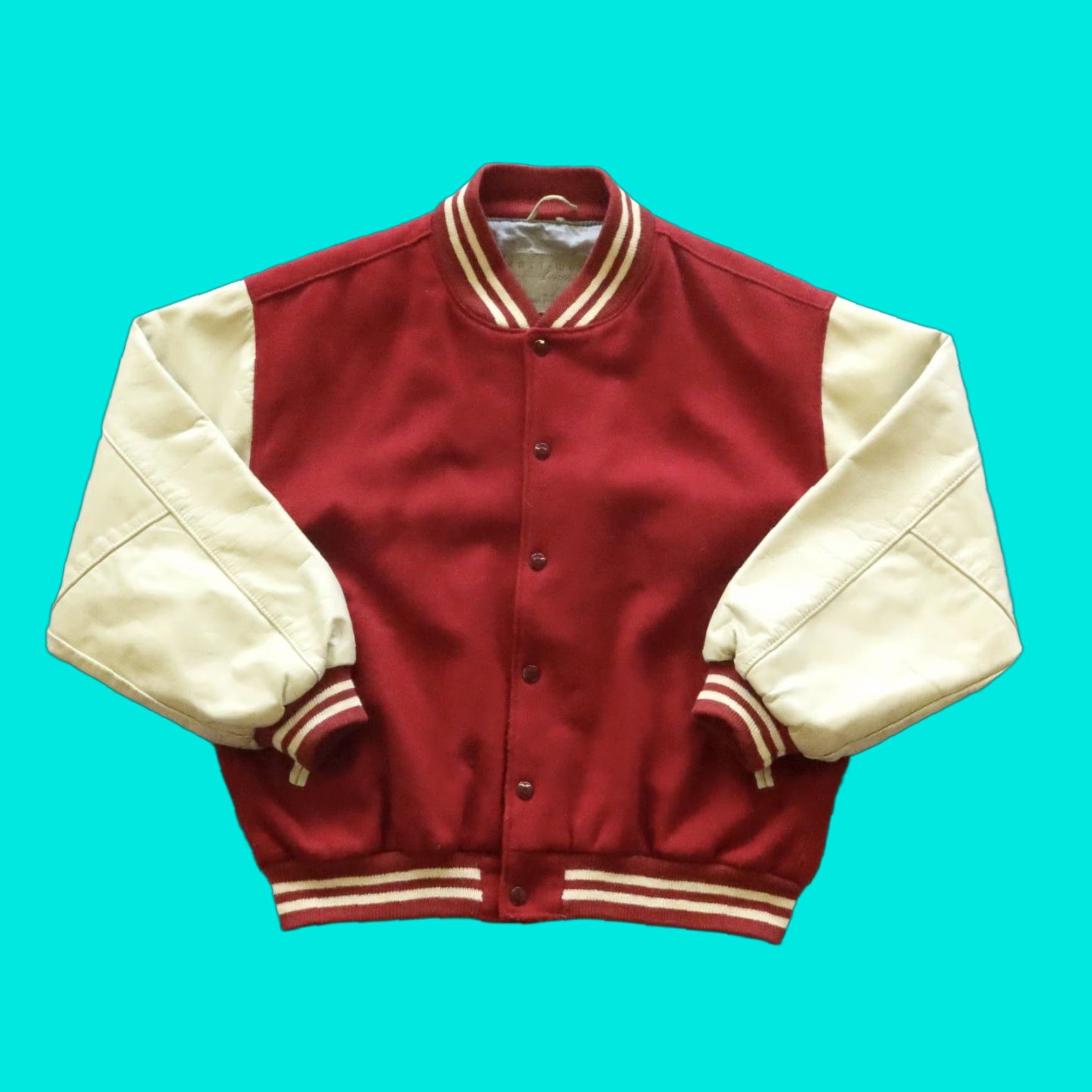 Vintage VINTAGE East West Leather Varsity Jacket Men M Red Football style USA Made in USA Size US M / EU 48-50 / 2 - 1 Thumbnail