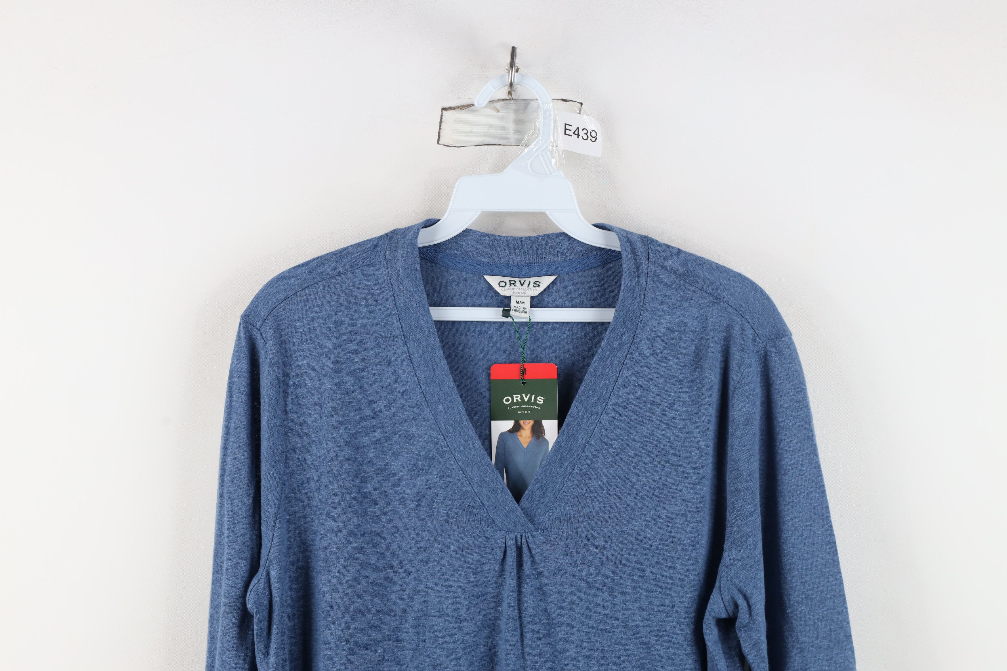 Orvis New Orvis Blend Knit 3/4 Sleeve V-Neck T-Shirt Heather Blue Size M / US 6-8 / IT 42-44 - 2 Thumbnail