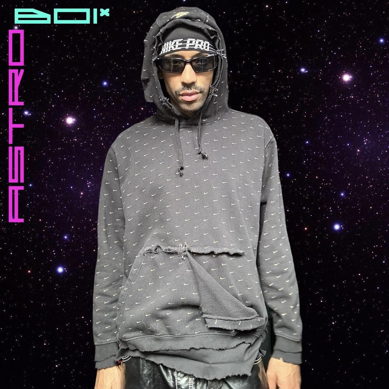 Nike ASTROBOI* Nike 'Golden Swoosh' Black Deconstruct Hoodie -XXL Size US XXL / EU 58 / 5 - 2 Thumbnail