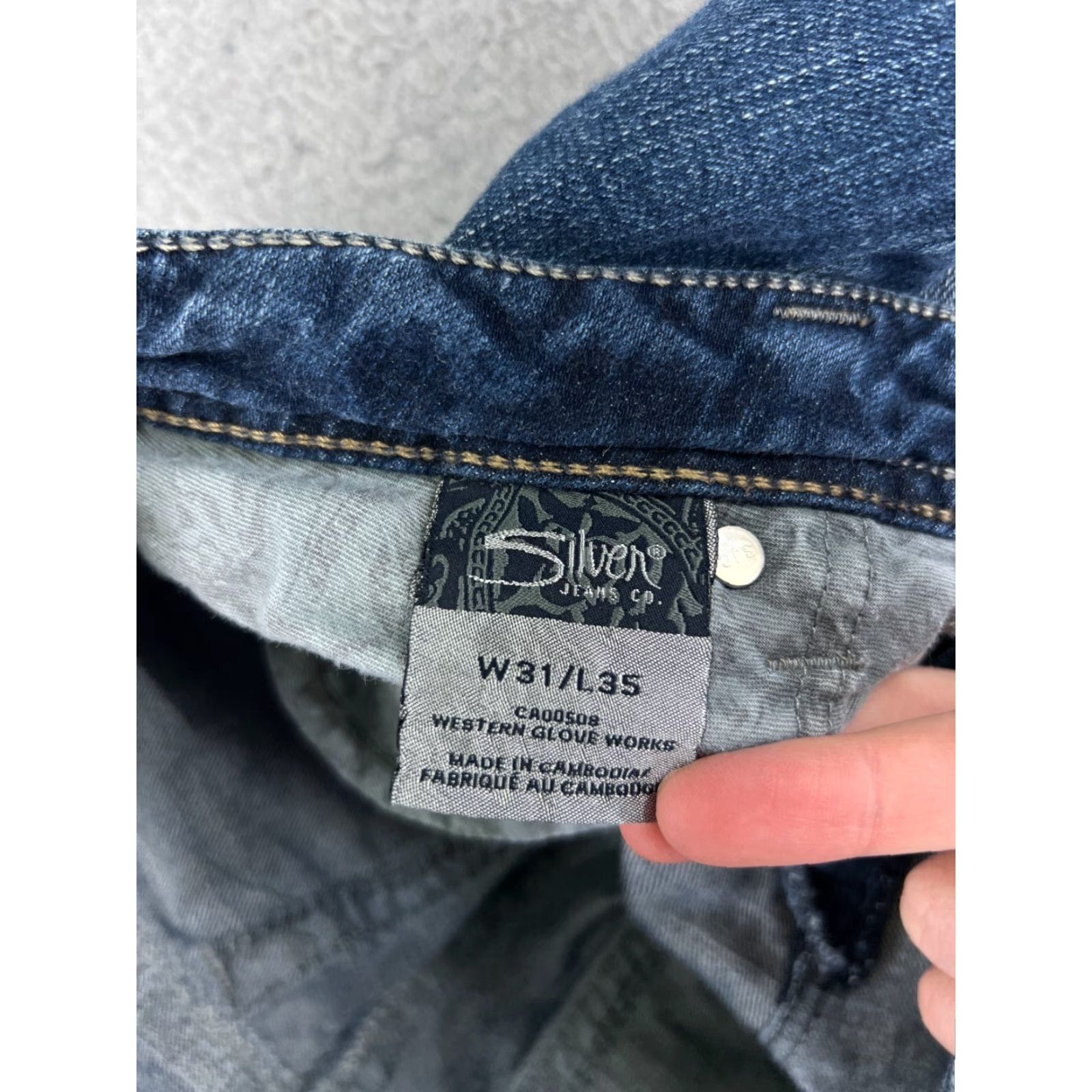 Silver Jeans Co. Silver Jeans Women’s Bootcut Pants 31 Blue Denim Aiko Embroidered Cotton Stretch Size 24" / US 00 / IT 34 - 4 Thumbnail