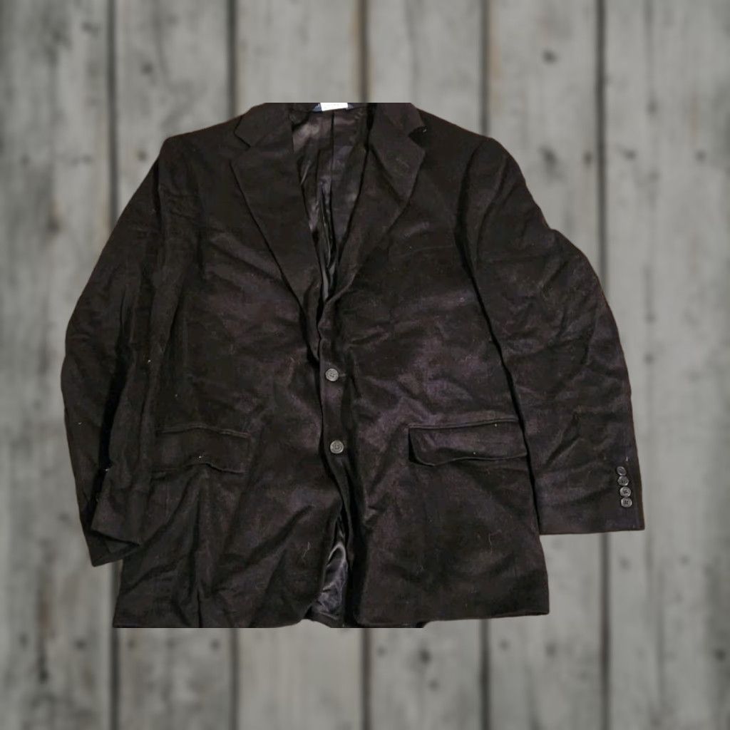 Polo Ralph Lauren VINTAGE Polo Ralph Lauren Blazer Coat 44L Black Camel hair USA Made Mens Two-Button Regular Jacket Size US XXL / EU 58 / 5 - 1 Thumbnail