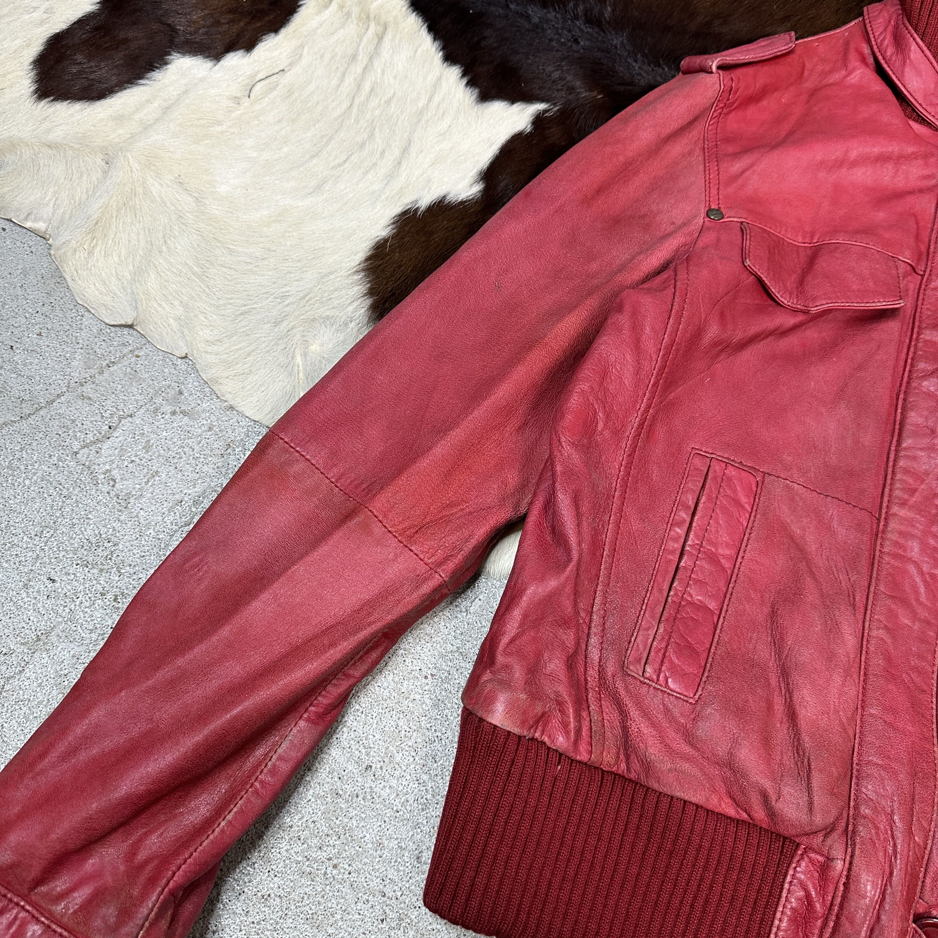 Vintage Vintage Leather Biker Jacket Cherry red Size M / US 6-8 / IT 42-44 - 10 Thumbnail