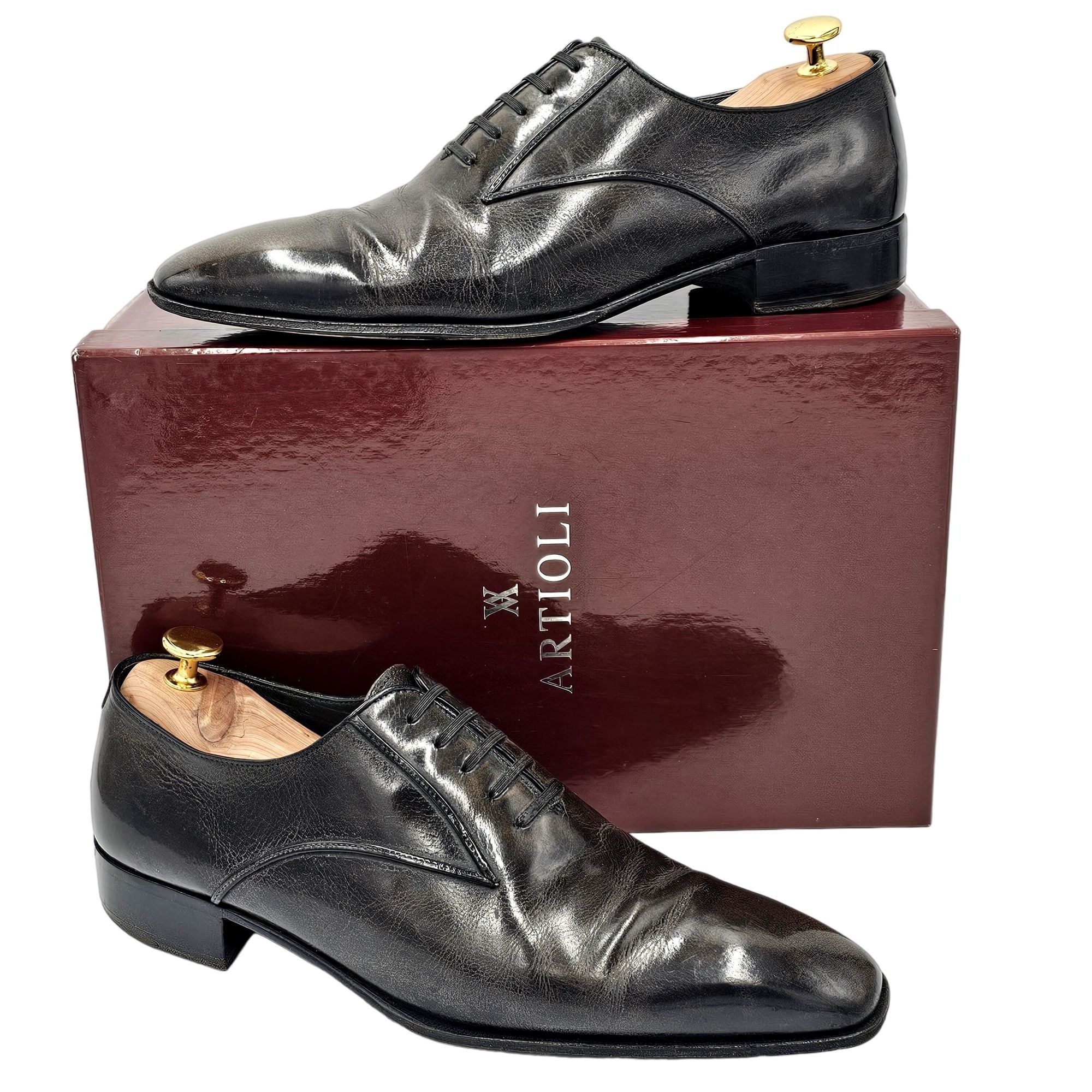 Artioli Dark Brown Leather Dress Shoes Artioli Franco Men main image 2