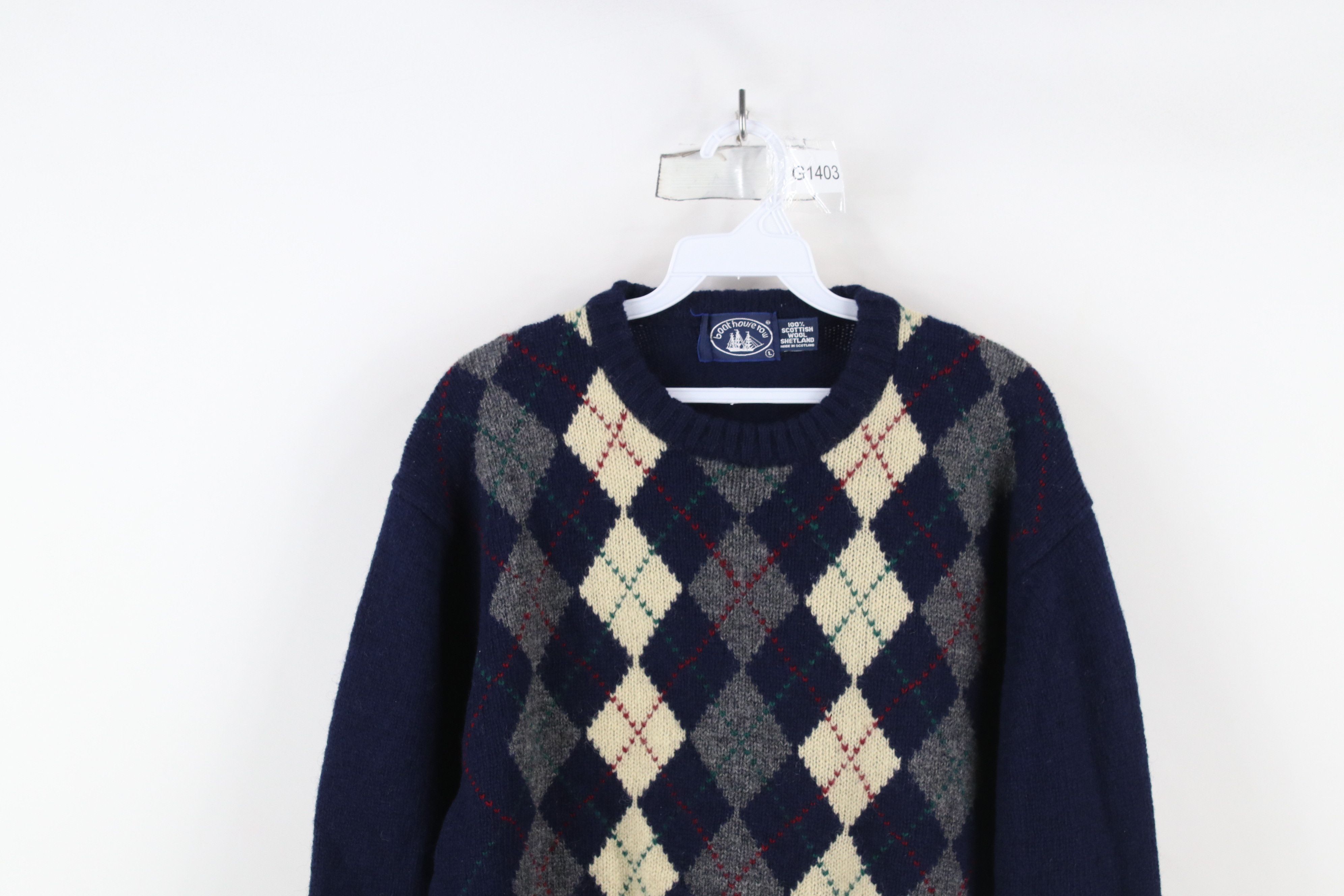 Vintage Vintage 70s Streetwear Argyle Scottish Shetland Wool Sweater Size US L / EU 52-54 / 3 - 2 Thumbnail