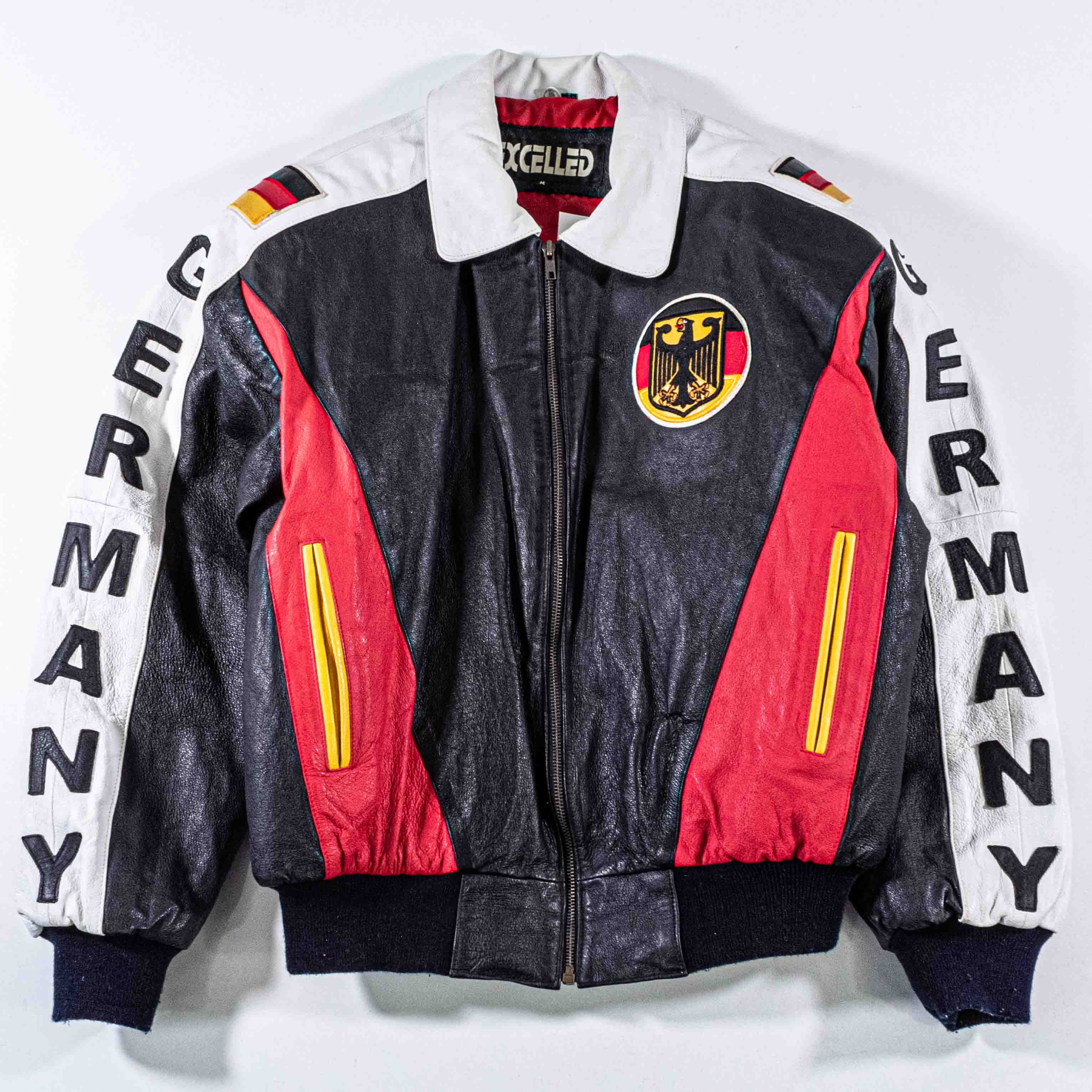 Excelled Excelled Germany Leather Bomber Jacket 90s World Cup Size US M / EU 48-50 / 2 - 1 Thumbnail