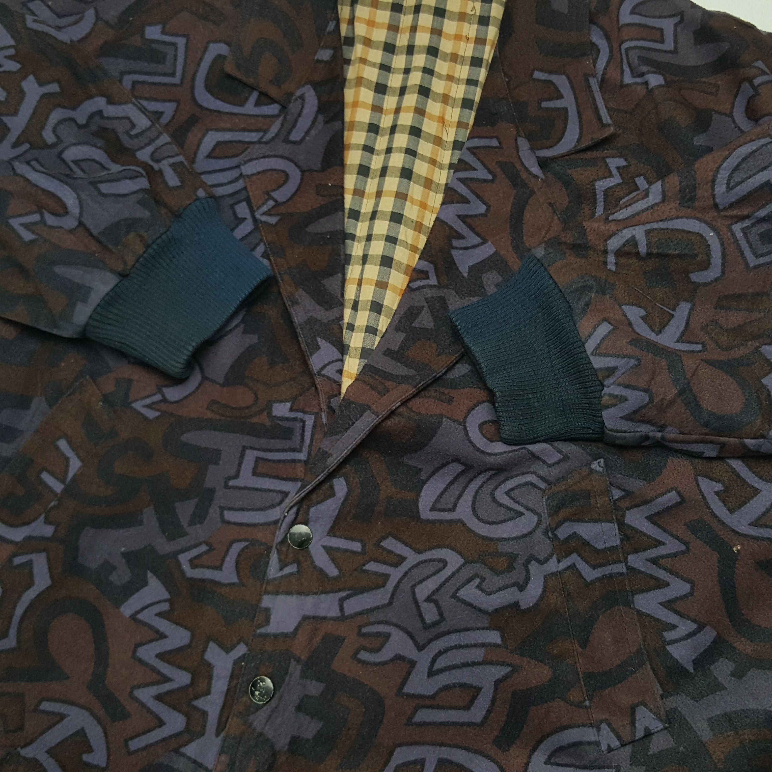 Designer × Vintage Vintage Monogram Art Winter Blazer Coat Jacket Size US XXL / EU 58 / 5 - 5 Thumbnail