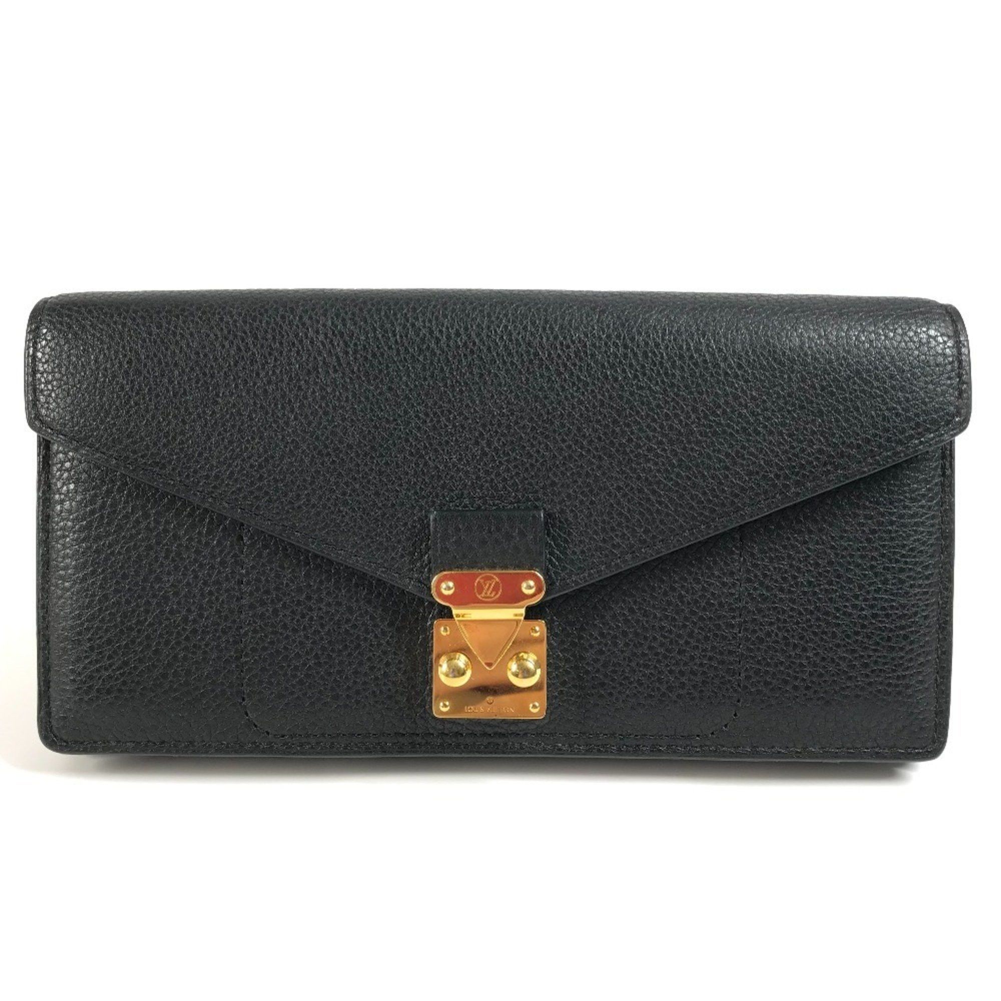 Louis Vuitton Bi-fold Flap Long Wallet in Calfskin Leather Unisex Black
