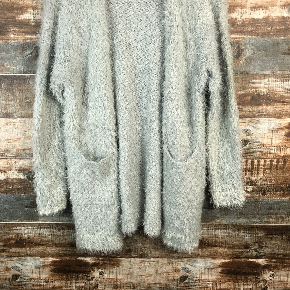 Homespun Knitwear DLL VIS Green fur shaggy mohair Cardigan Knitwear #C355 Size US M / EU 48-50 / 2 - 3 Thumbnail