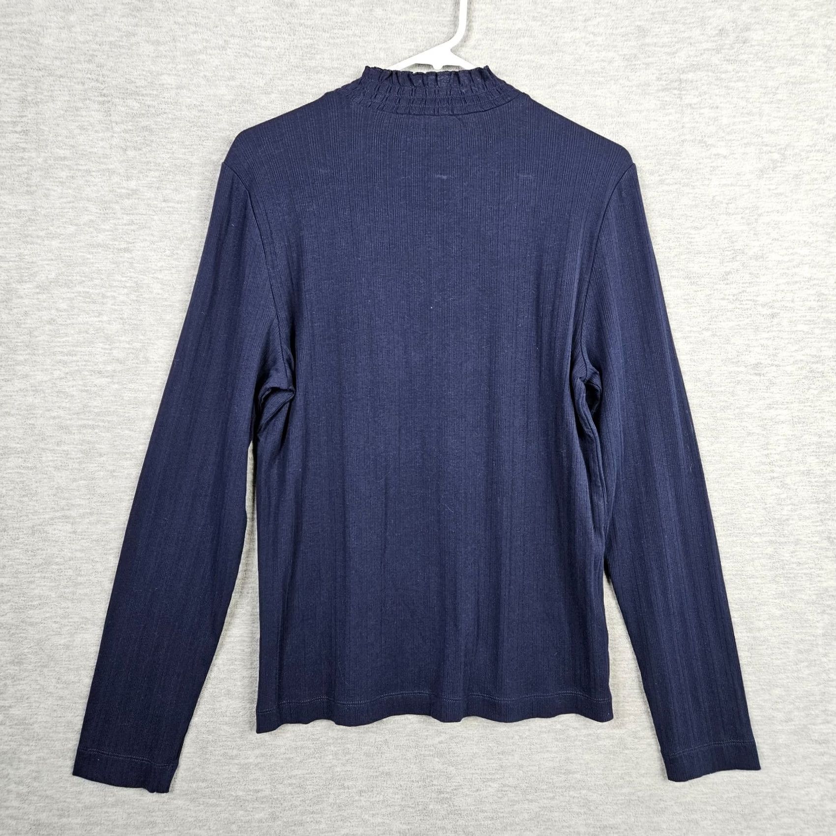 Loft LOFT By Ann Taylor Navy Blue Women's Mock Neck Casual Top XL Regular Size T-Shirt Size XL / US 12-14 / IT 48-50 - 3 Thumbnail