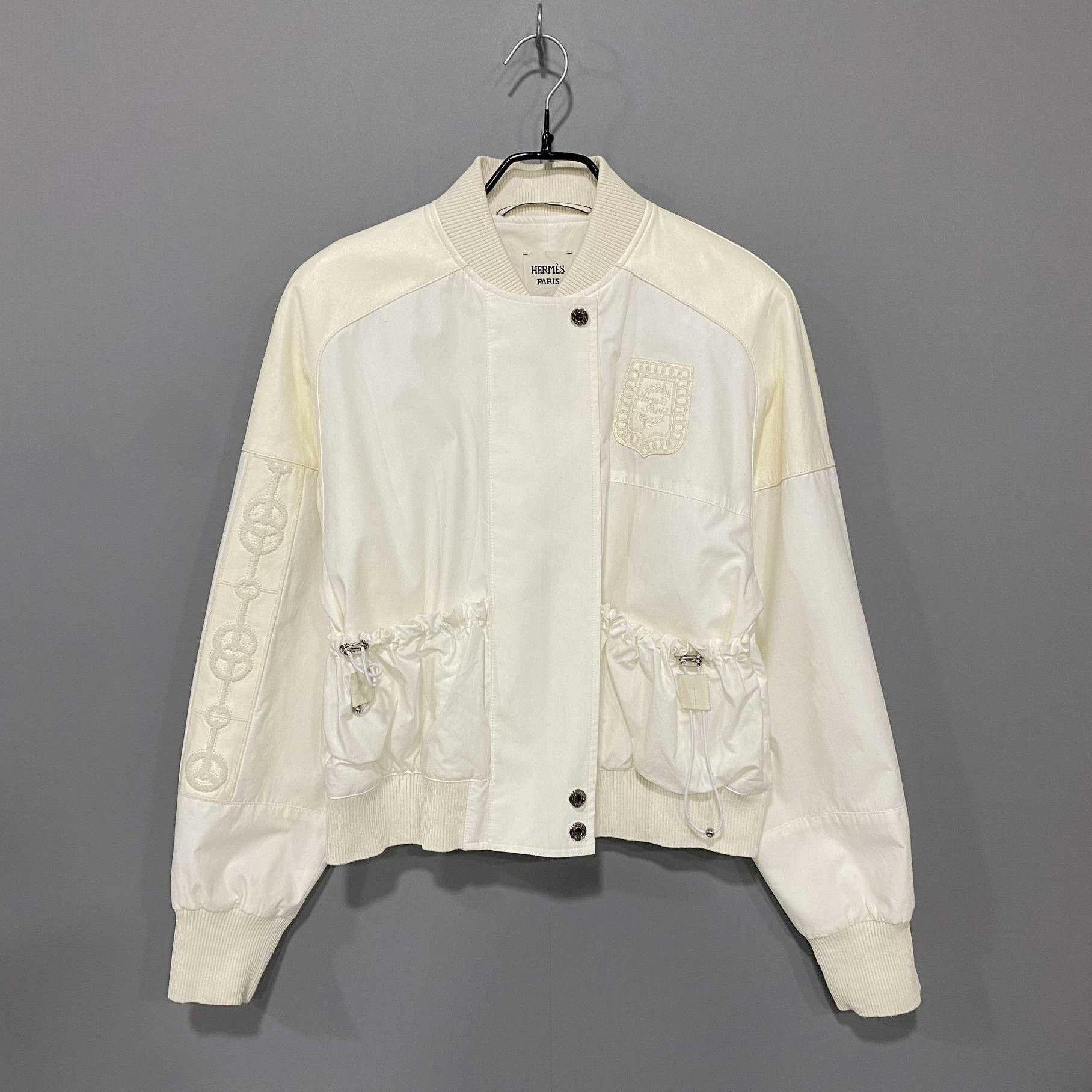 Hermes Hermes Embroidered White Jacket M Women Size M / US 6-8 / IT 42-44 - 1 Thumbnail