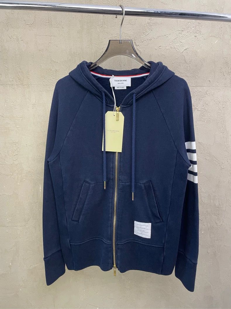 Thom Browne Thom browne Dark blue four-striped zipper jacket 2504-Nexta Size US M / EU 48-50 / 2 - 1 Thumbnail