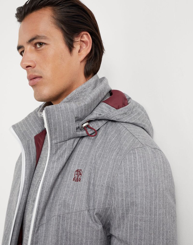 Brunello Cucinelli o1w1db10226 Padded Jacket in Grey/Natural Size US XL / EU 56 / 4 - 4 Thumbnail