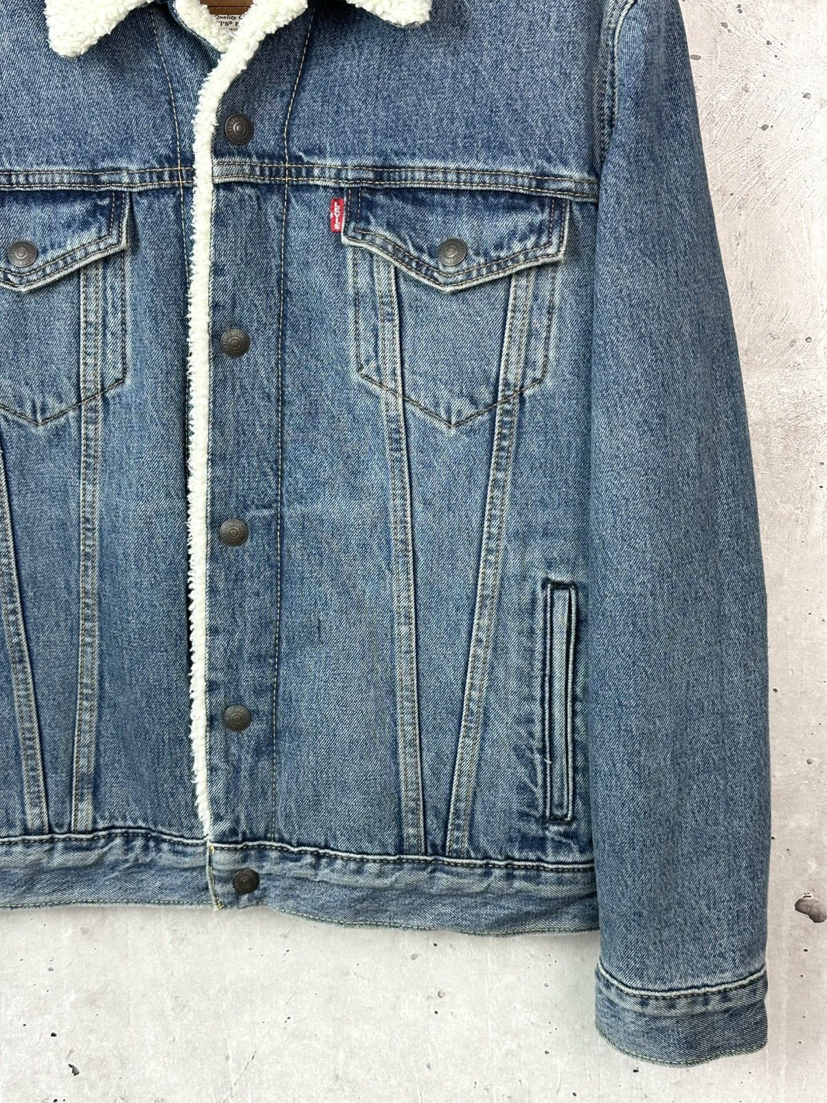 Levi's Levi’s Premium Sherpa Lined Denim Blue Trucker Snap Jacket Size US M / EU 48-50 / 2 - 5 Thumbnail