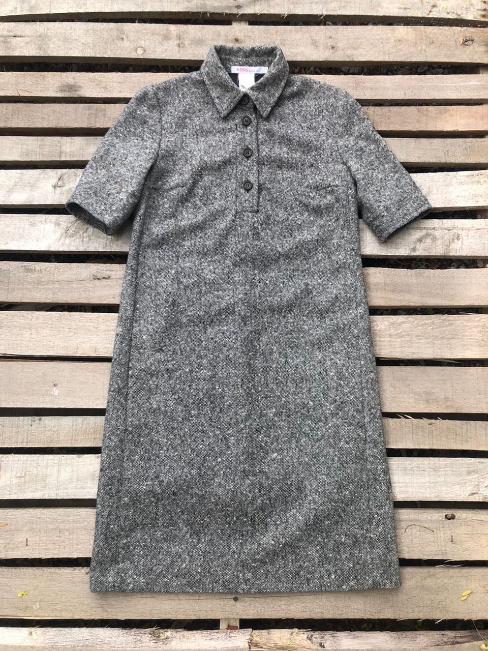 Michael Kors Michael Kors Grey Tweed Short-Sleeve Wool Polo Mini Dress Size S / US 4 / IT 40 - 1 Thumbnail