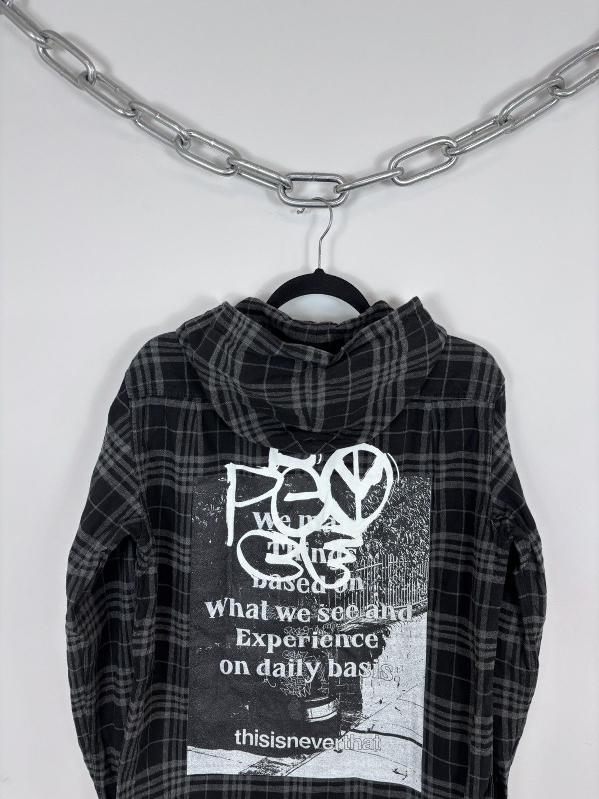 thisisneverthat thisisneverthat Grey/Black Plaid Check Hooded Flannel Shirt Size US S / EU 44-46 / 1 - 13 Thumbnail