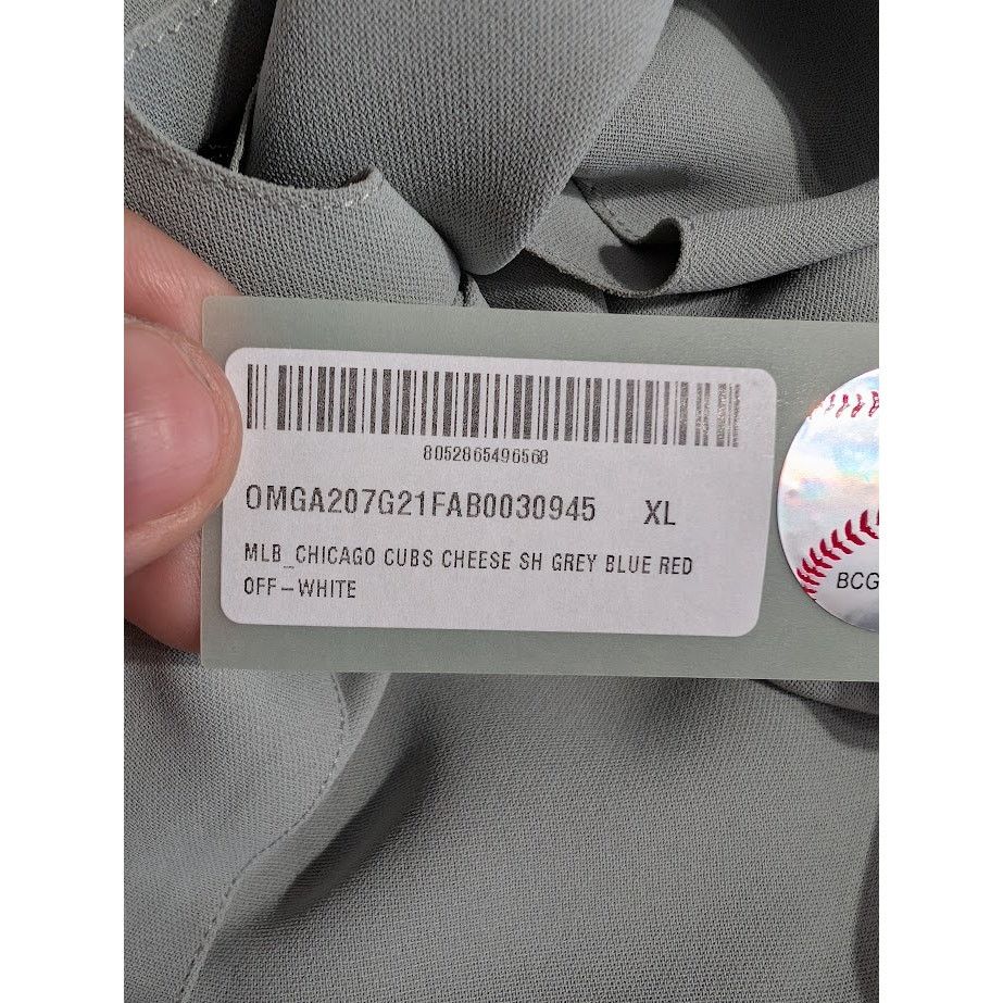 Off-White o1rshd1 Q:2 / MLB-Chicago Cubs Cheese Shirt in Grey/Blue/Red Size US XL / EU 56 / 4 - 20 Thumbnail