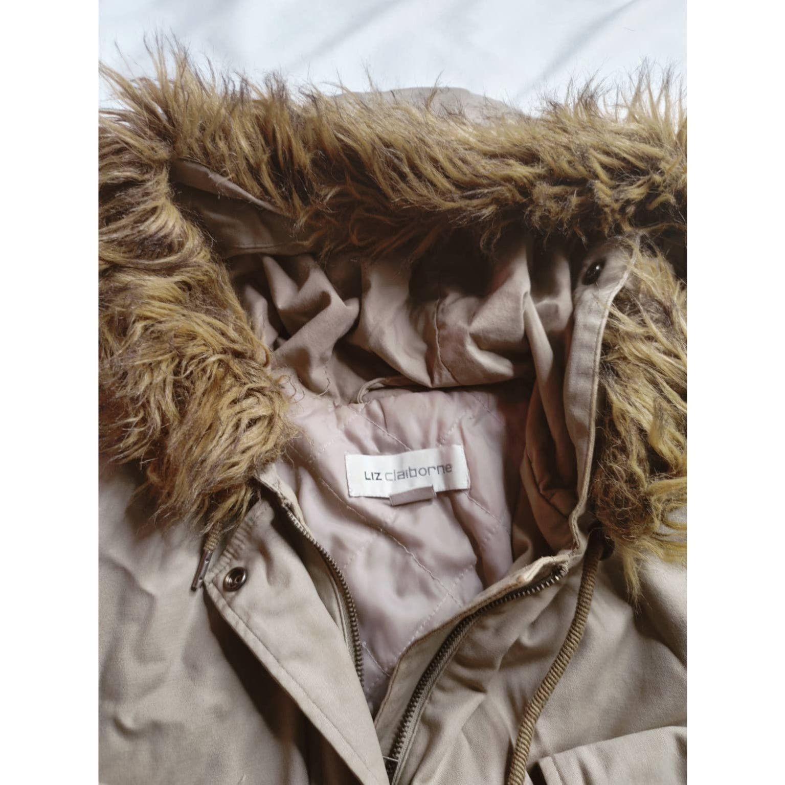 Liz Claiborne Liz Claiborne canvas parka coat with fur hood, XL, khaki Size XL / US 12-14 / IT 48-50 - 5 Thumbnail