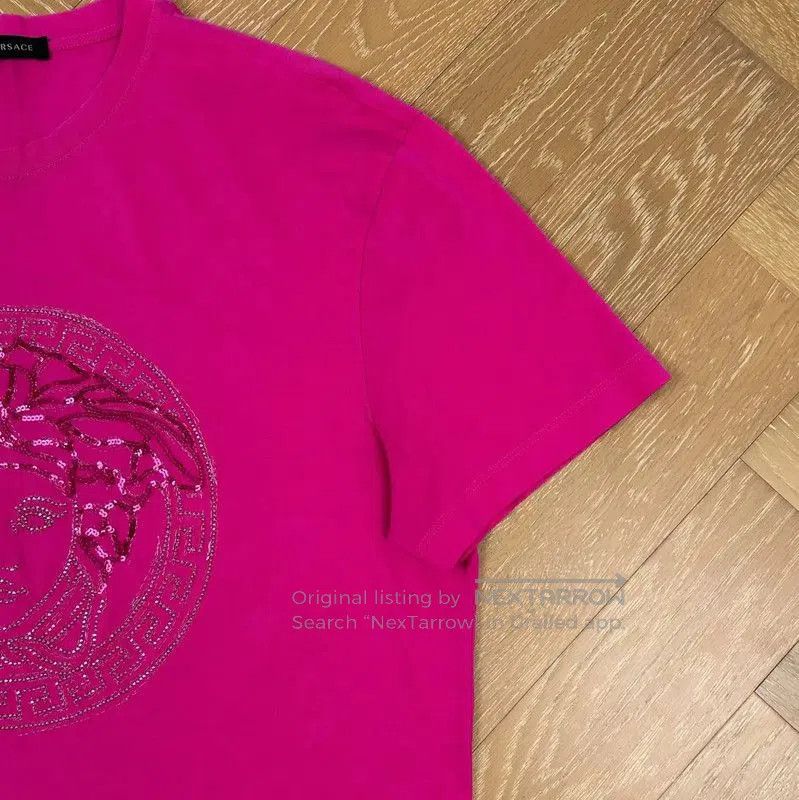 Versace Versace Pink Men's T-Shirt with Logo . Size US L / EU 52-54 / 3 - 5 Thumbnail