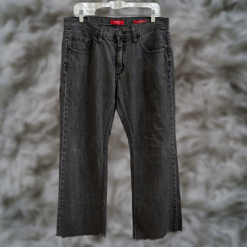 Guess VINTAGE Guess Jeans Mens 34 x 30 Black Relaxed Straight Rowland Fit Raw Hem Baggy Y2k Size US 34 / EU 50 - 1 Thumbnail