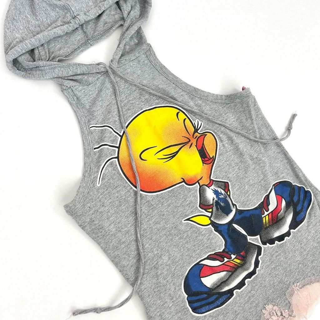 Vintage y2k euro tweety bird gray hooded tank top Size S / US 4 / IT 40 - 2 Thumbnail
