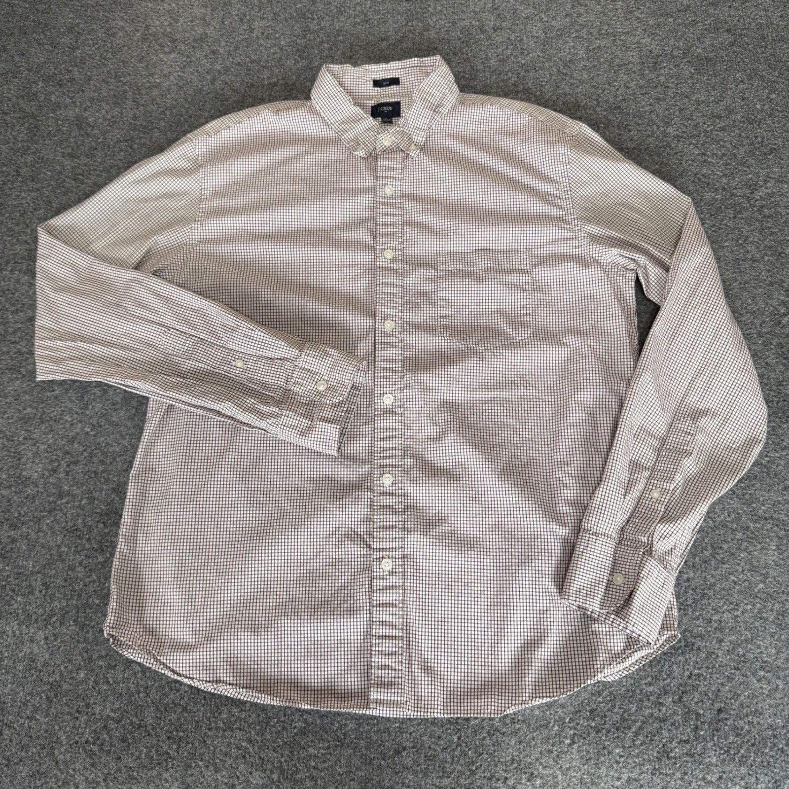 J.Crew J.Crew Mens XL Slim Fit Burgundy Micro Check Shirt LS Size US XL / EU 56 / 4 - 1 Thumbnail