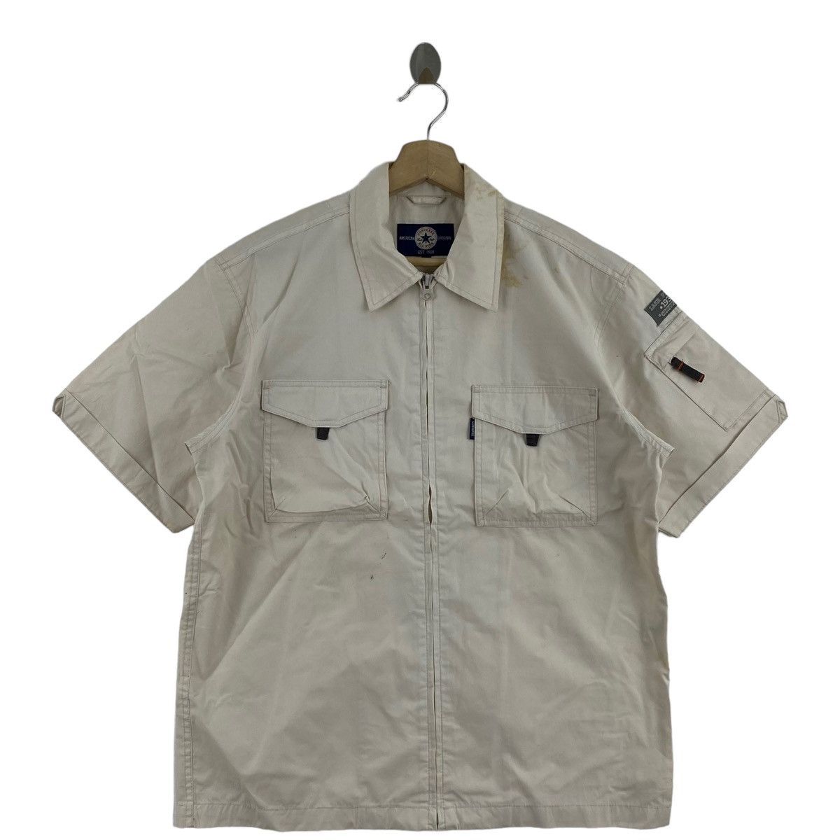 Converse CONVERSE ALL STAR Multi Pockets Cream Zipper Short Sleeve Size US S / EU 44-46 / 1 - 1 Thumbnail