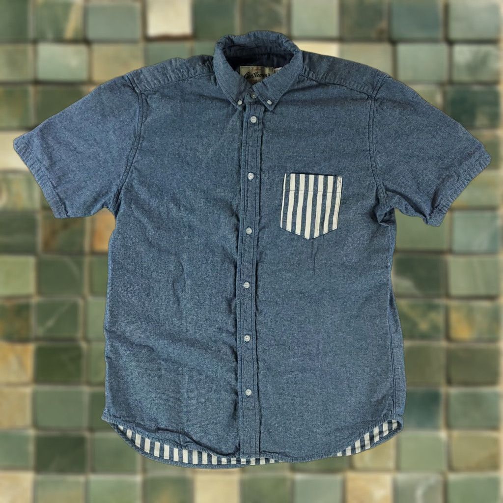 Vintage Wellen Shirt Denim Gentleman's Button Down Made USA Double Knit Blue Mens XL Shirt Size US XL / EU 56 / 4 - 1 Thumbnail