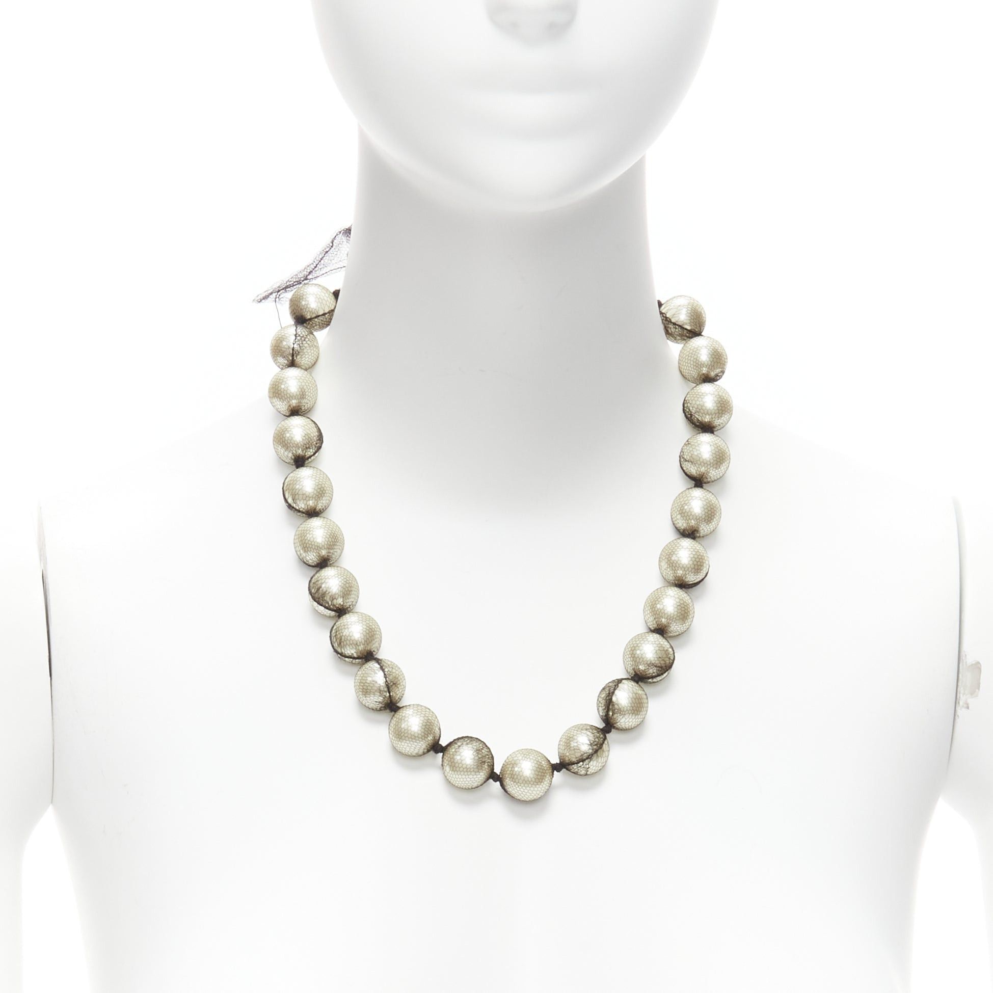 Lanvin LANVIN ALBER ELBAZ cream pearl black mesh ribbon wrap princess necklace Size ONE SIZE - 1 Thumbnail