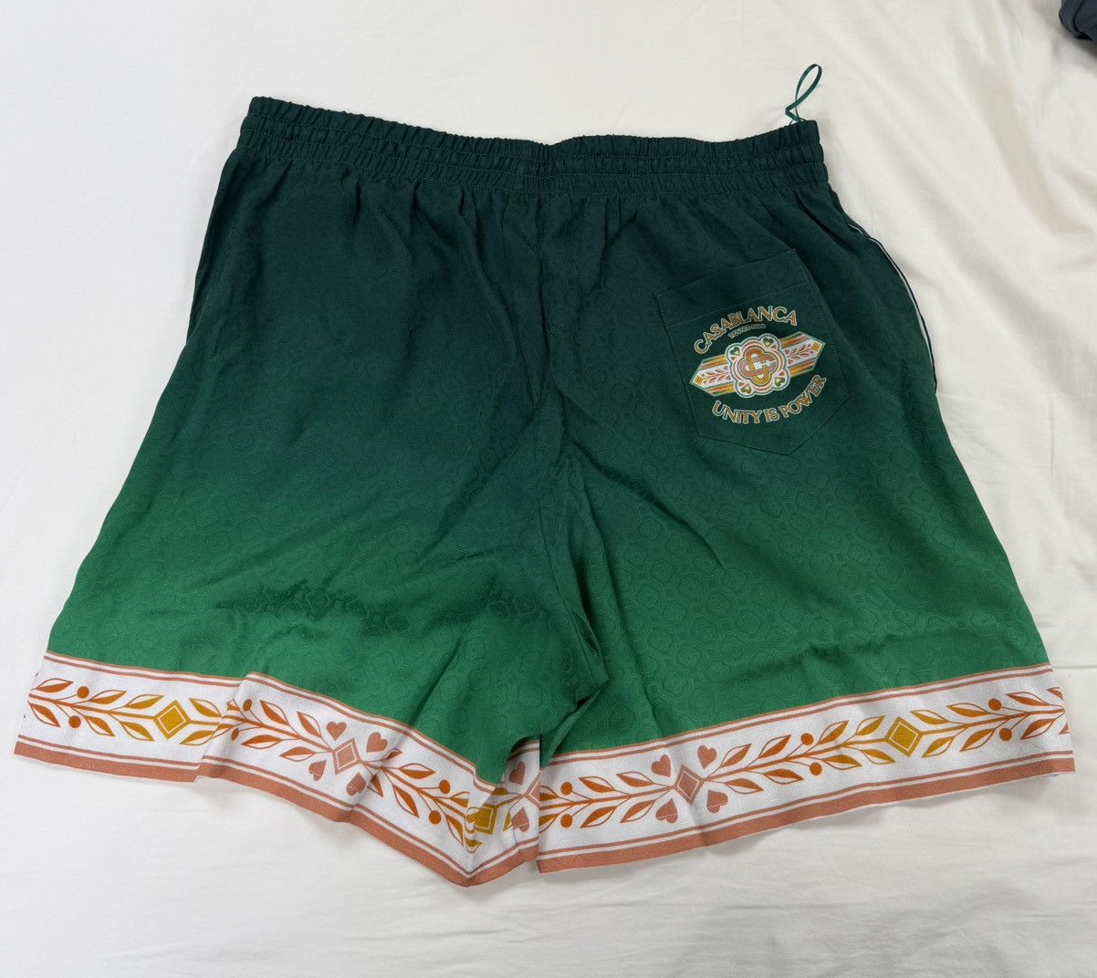 Casablanca Drawstring Silk Shorts Unity Is Power Green Size US 38 / EU 54 - 2 Thumbnail
