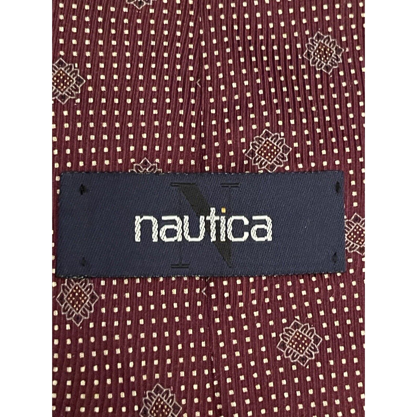 Nautica Nautica Burgundy Silk Mens NeckTie Made In Costa Rica Size ONE SIZE - 8 Thumbnail