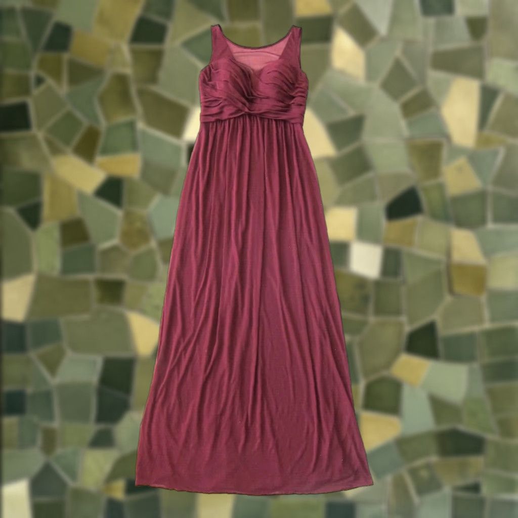 Vintage VINTAGE David's Bridal Red Maroon Stretch Lace Ruched Long Maxi Gown Party Dress Size 6 Size M / US 6-8 / IT 42-44 - 1 Thumbnail