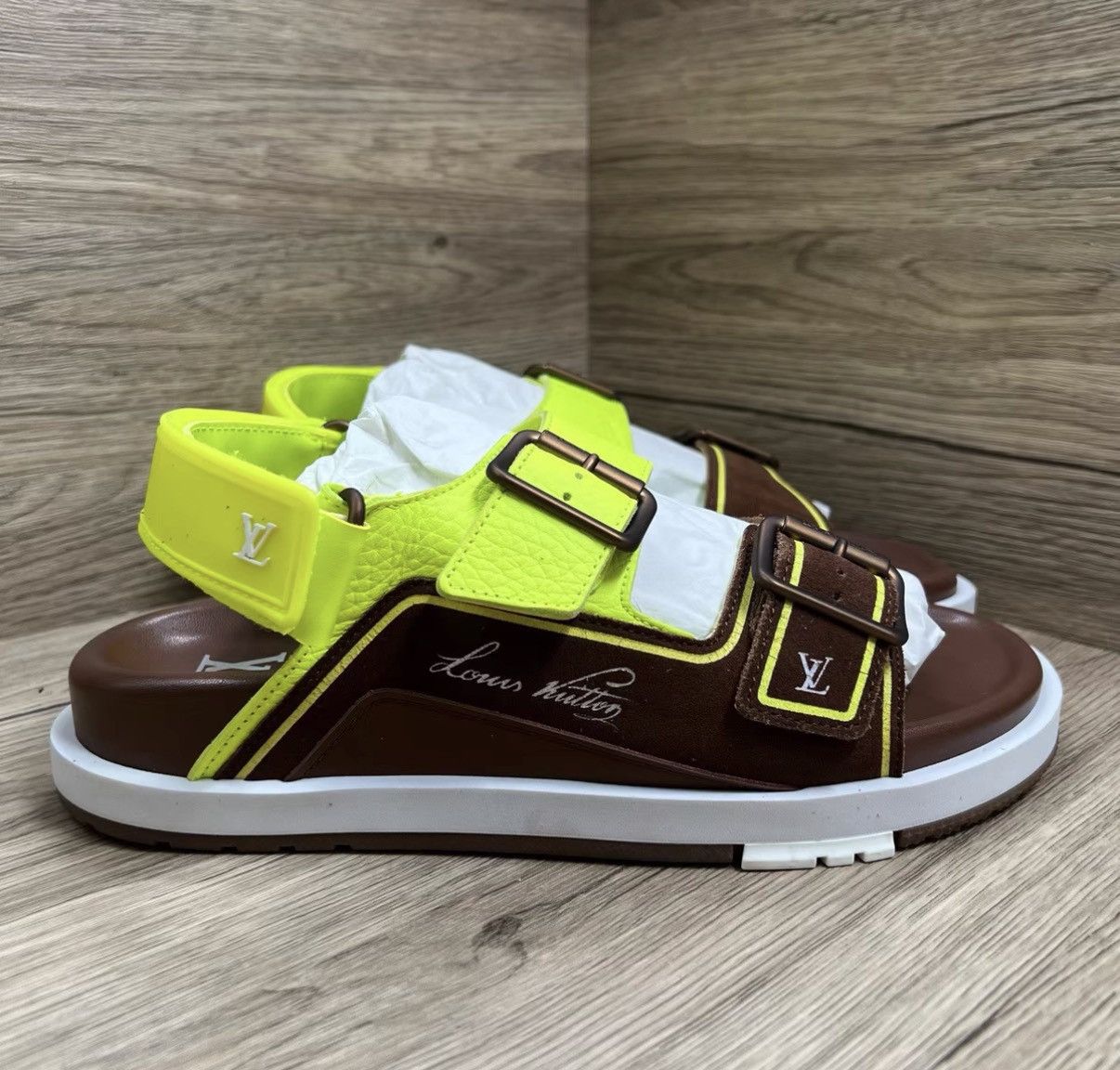 Louis Vuitton Louis Vuitton Trainer Brown & Green Sandals J41 Size US 7 / EU 40 - 3 Thumbnail