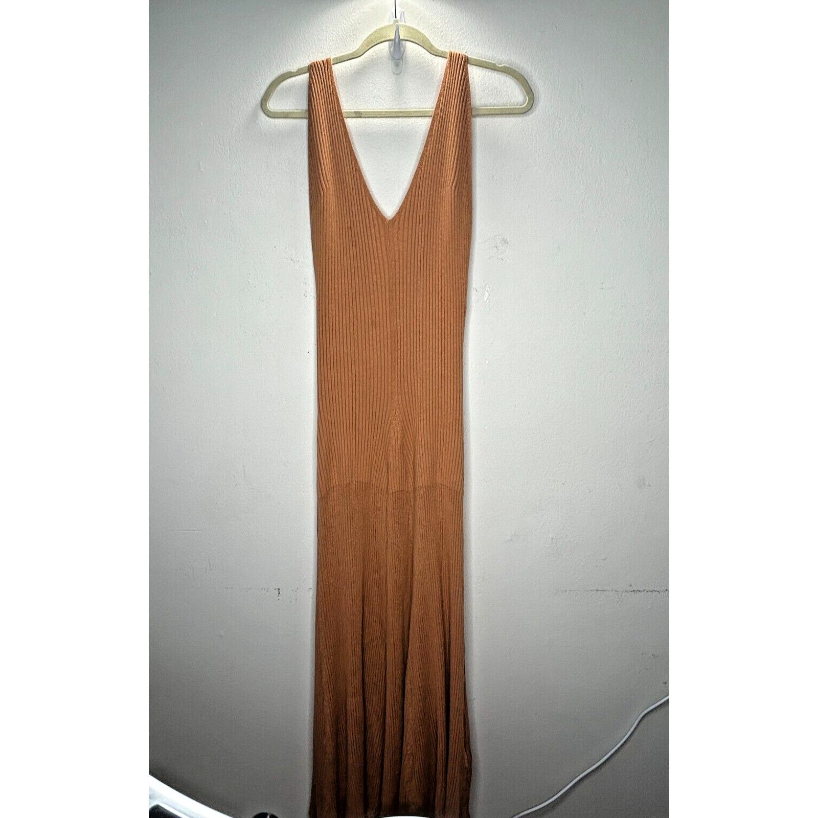 Free People NWT Free People Camel RibKnit VNeck Sleeveless Maxi Dress L Size L / US 10 / IT 46 - 1 Thumbnail