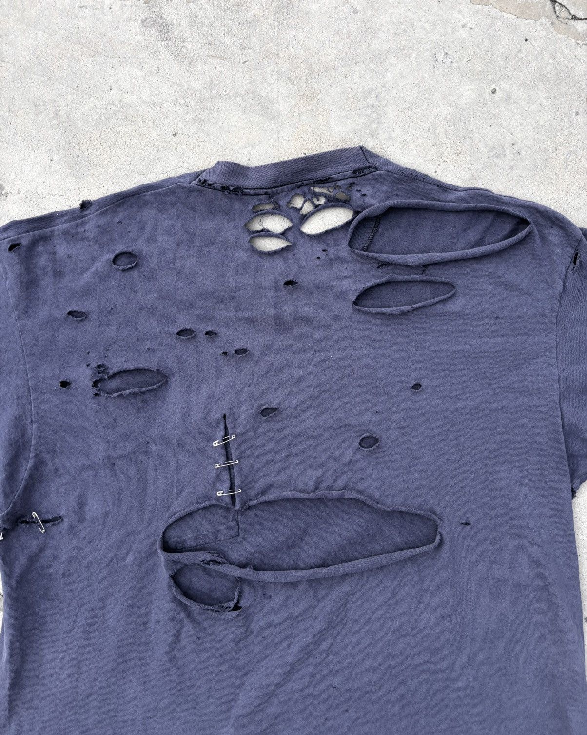 Vintage Thrashed Distressed Faded 90s T Shirt Navy ERD Grunge Size US XL / EU 56 / 4 - 6 Thumbnail