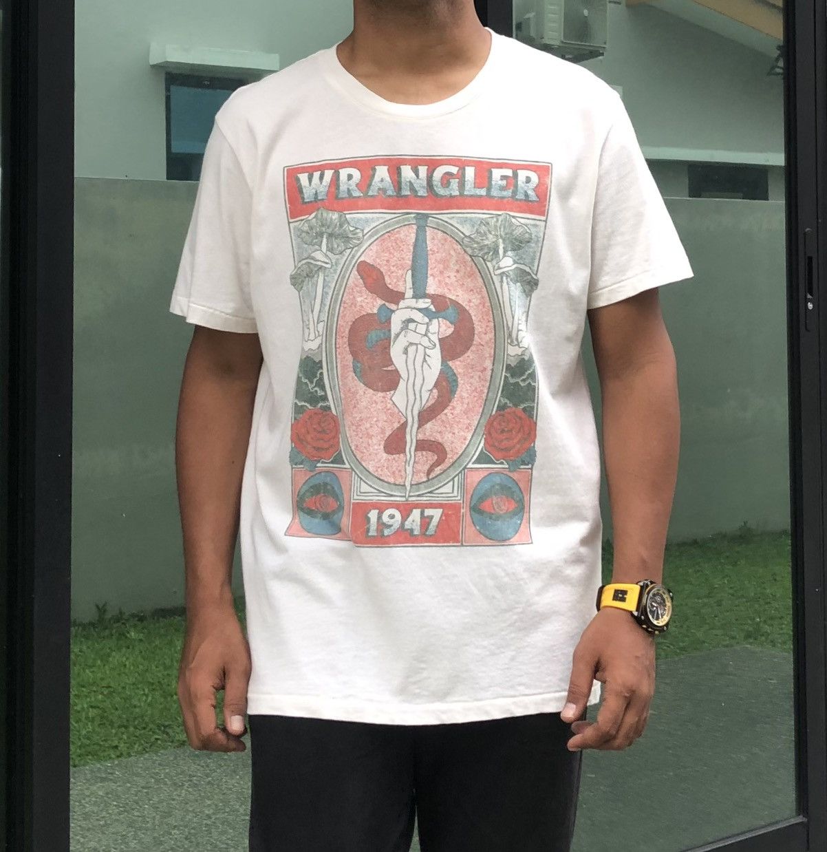 Wrangler WRANGLER Burning Bright OS Tee Ecru Size US L / EU 52-54 / 3 - 2 Thumbnail