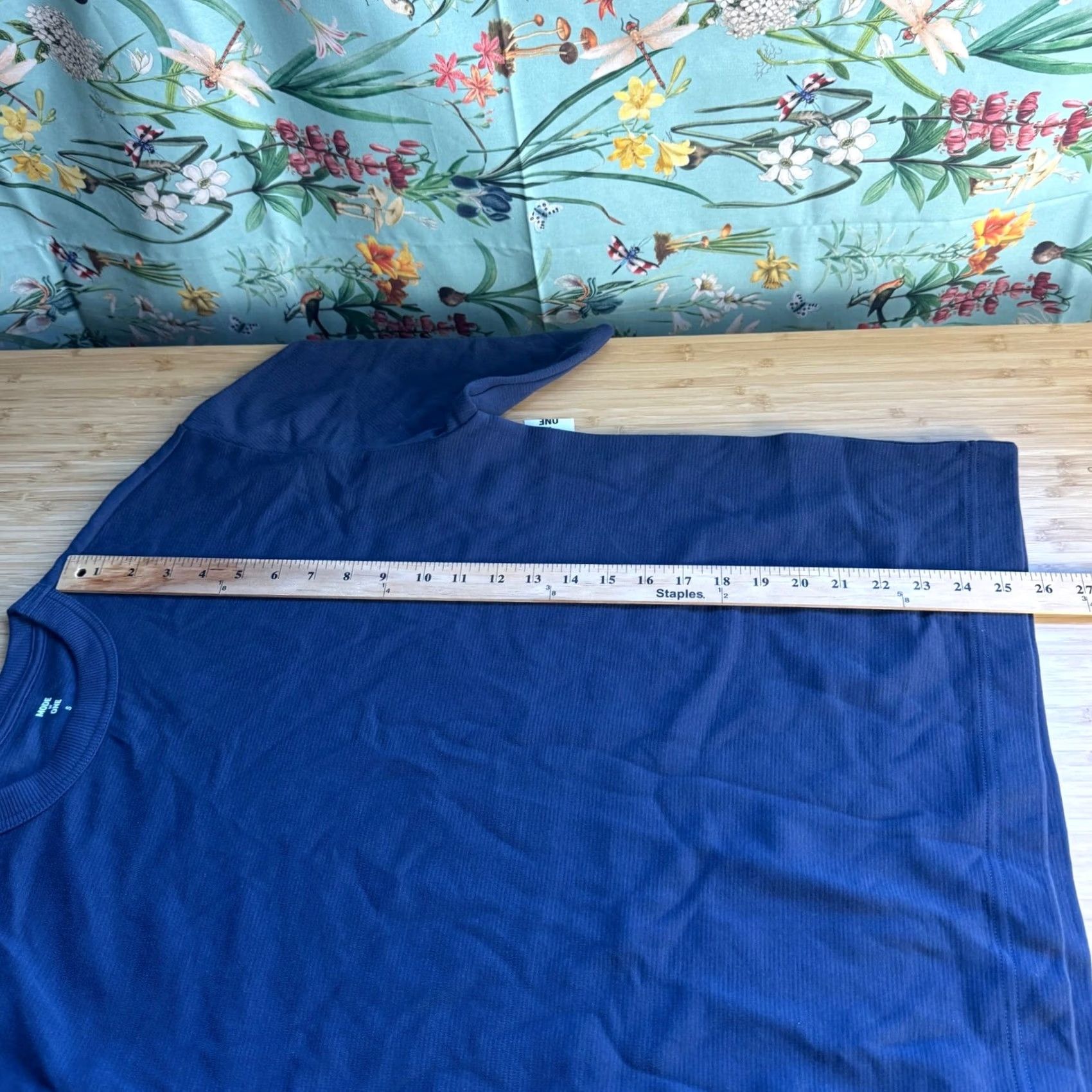 Vintage Mode of One Textured T-Shirt S Blue Relaxed Fit Ottoman Tee Size US S / EU 44-46 / 1 - 6 Thumbnail