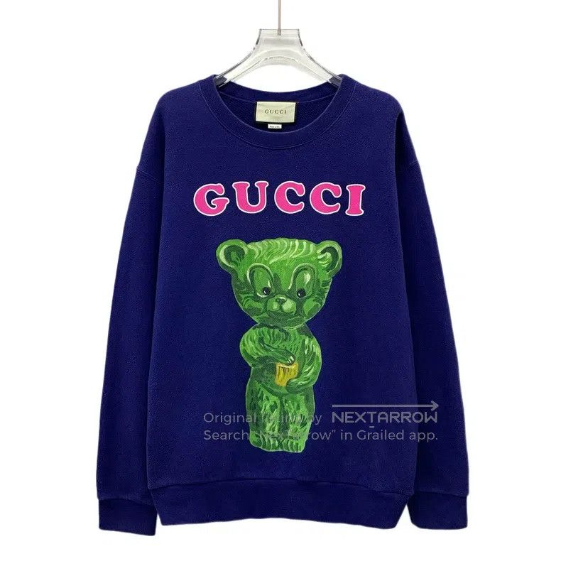 Gucci gucci Dark blue logo letter bear print cotton round neck l Size US S / EU 44-46 / 1 - 1 Thumbnail