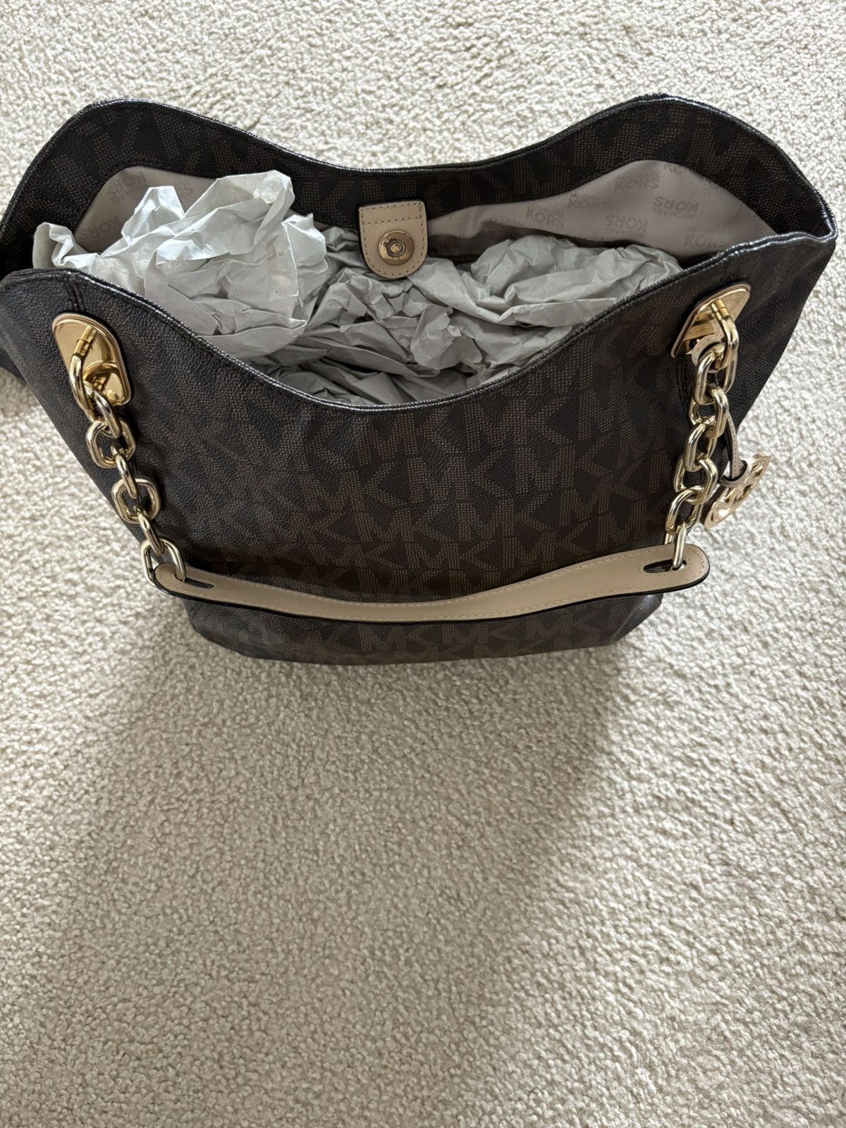 Michael Kors Michael Kors Brown/Beige Signature Logo Tote/Shoulder bag Size ONE SIZE - 2 Thumbnail