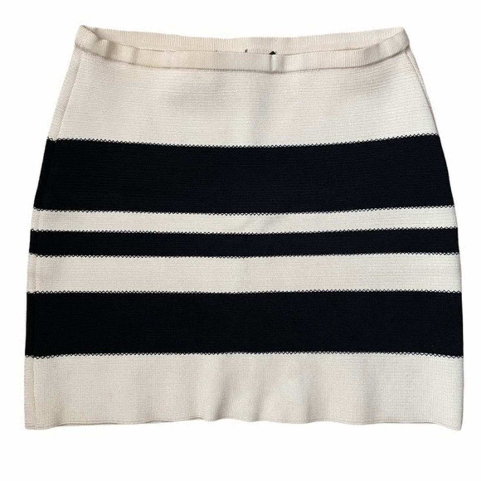 Gianfranco Ferre × Vintage Gianfranco Ferre Vintage Cream Black Striped Miniskirt Size 27" / US 4 / IT 40 - 1 Thumbnail