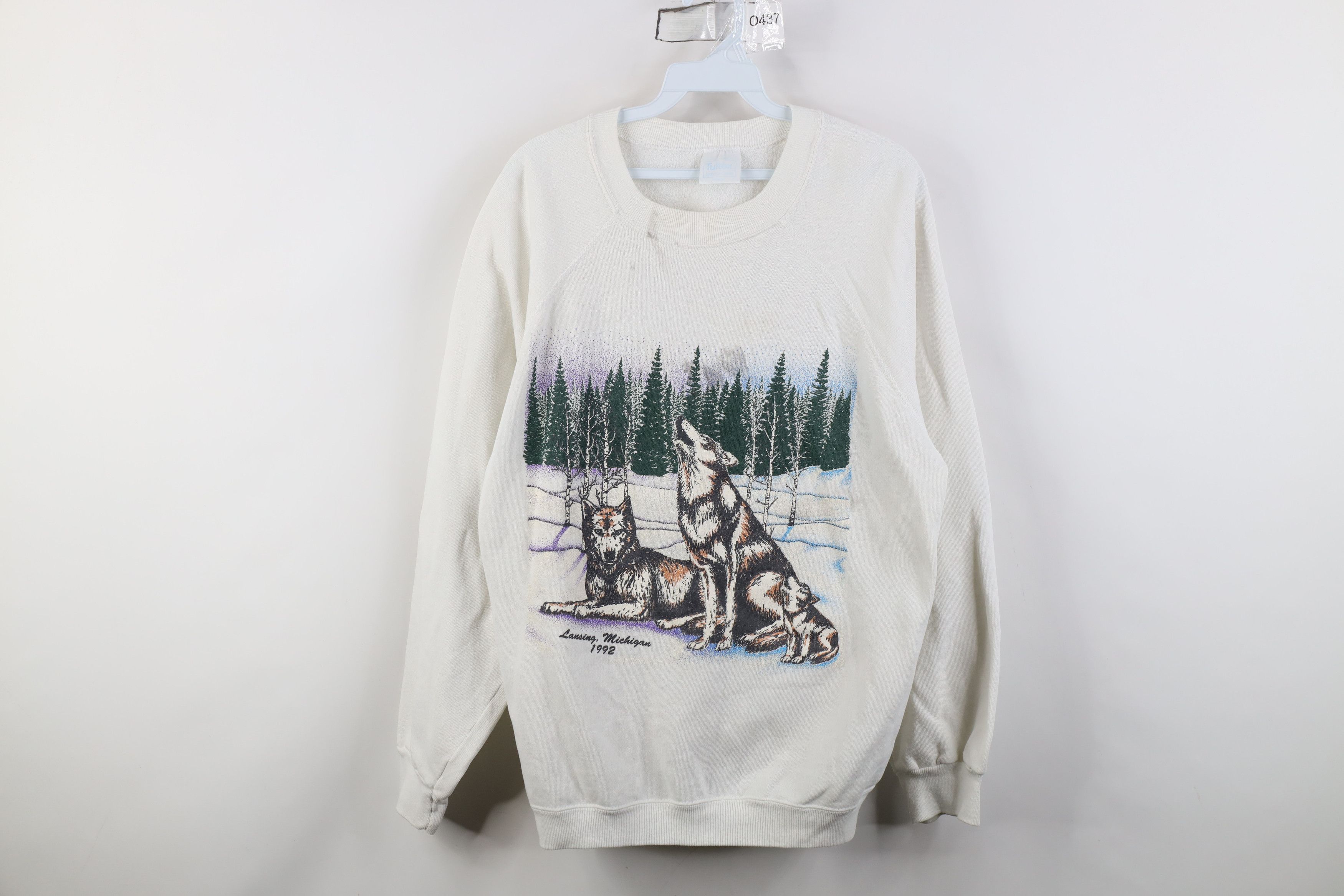 Vintage Vintage 90s Streetwear Michigan Wolf Nature Sweatshirt USA Size XL / US 12-14 / IT 48-50 - 1 Thumbnail