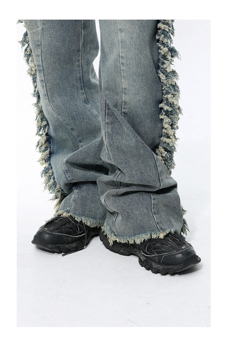 Japanese Brand × Vintage High Street Personalised Ragged Edge Splicing Jeans Size US 31 - 7 Thumbnail